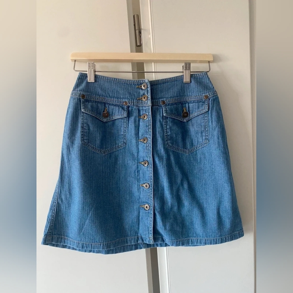 Blue Denim Button-Front Skirt